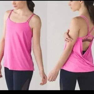 LULULEMON size 4 Make a Move Tank 2-in-1 Built-in bra Open Back PINK Draped
